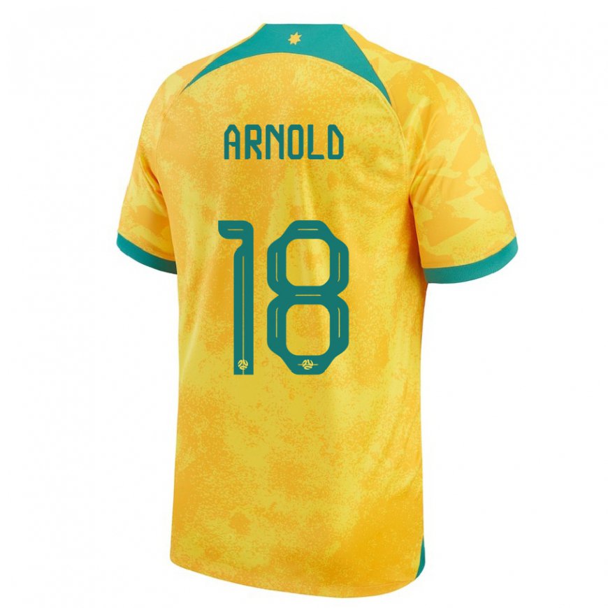 Kandiny Bambino Maglia Australia Mackenzie Arnold #18 D'oro Kit Gara Home 22-24 Maglietta