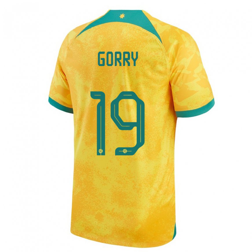 Kandiny Bambino Maglia Australia Katrina Gorry #19 D'oro Kit Gara Home 22-24 Maglietta