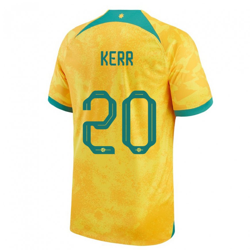 Kandiny Bambino Maglia Australia Sam Kerr #20 D'oro Kit Gara Home 22-24 Maglietta