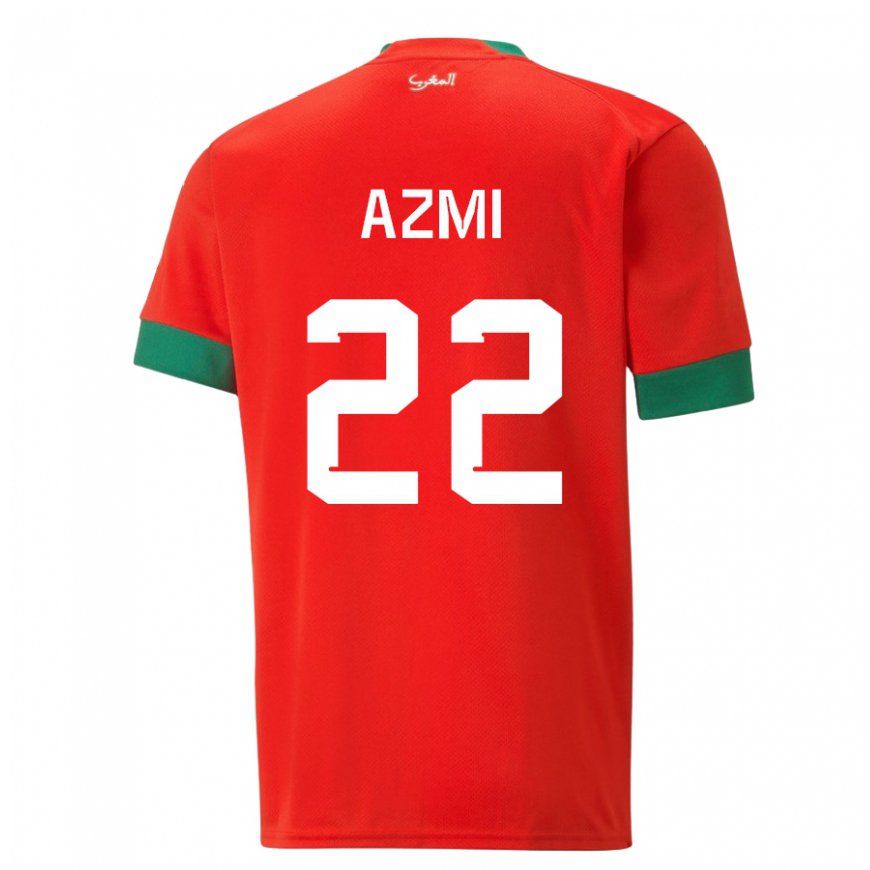 Kandiny Kinderen Marokkaans Ahmed Azmi #22 Rood Thuisshirt Thuistenue 22-24 T-shirt