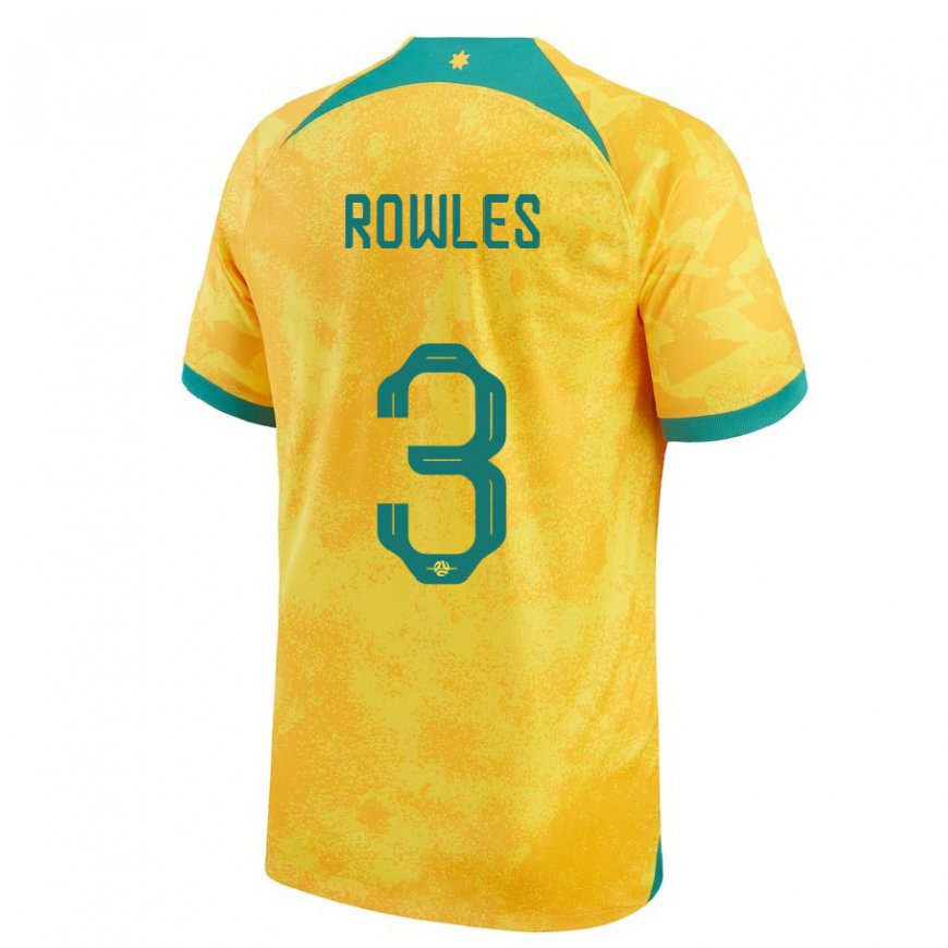 Kandiny Bambino Maglia Australia Kye Rowles #3 D'oro Kit Gara Home 22-24 Maglietta