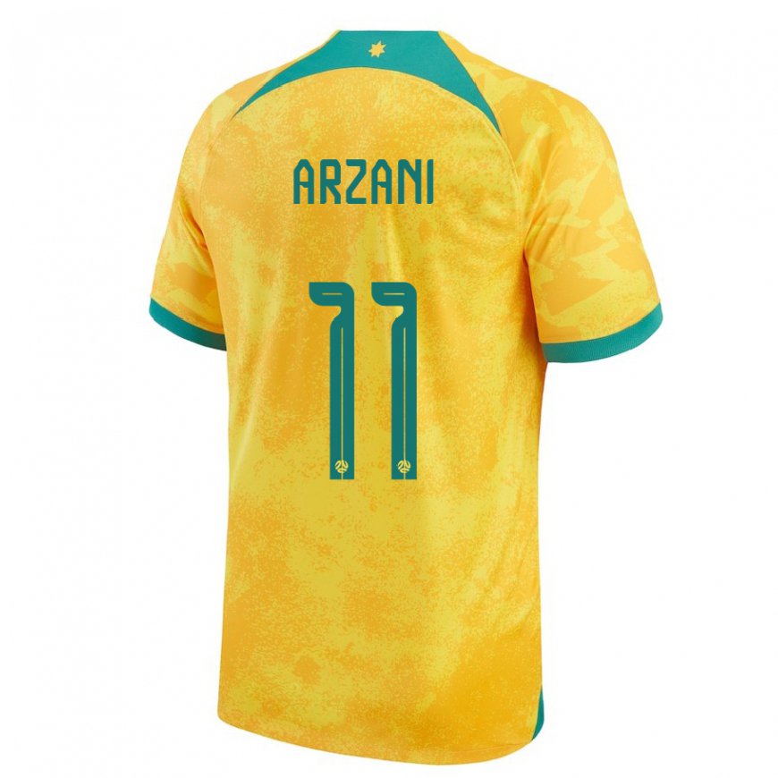 Kandiny Niño Camiseta Australia Daniel Arzani #11 Dorado 1ª Equipación 22-24 La Camisa