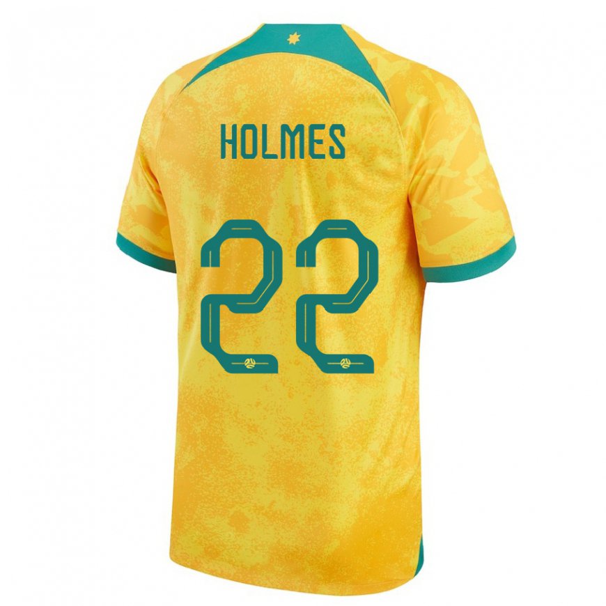 Kandiny Niño Camiseta Australia Jordan Holmes #22 Dorado 1ª Equipación 22-24 La Camisa