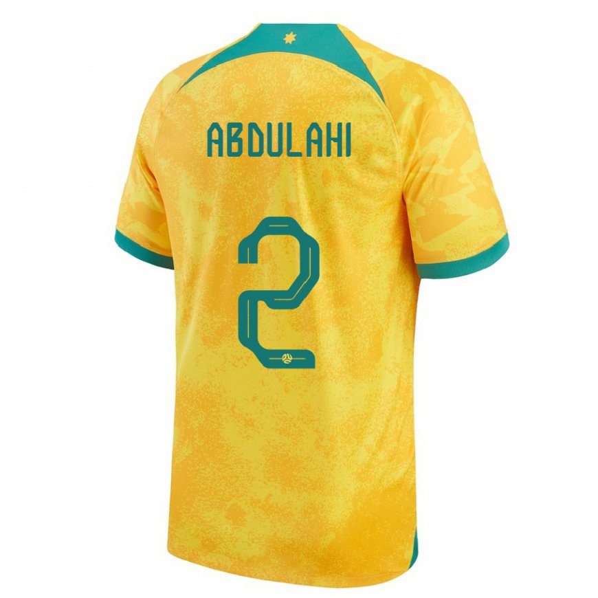 Kandiny Bambino Maglia Australia Idrus Abdulahi #2 D'oro Kit Gara Home 22-24 Maglietta