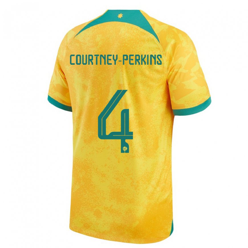 Kandiny Kinderen Australisch Jordan Courtney Perkins #4 Gouden Thuisshirt Thuistenue 22-24 T-shirt België