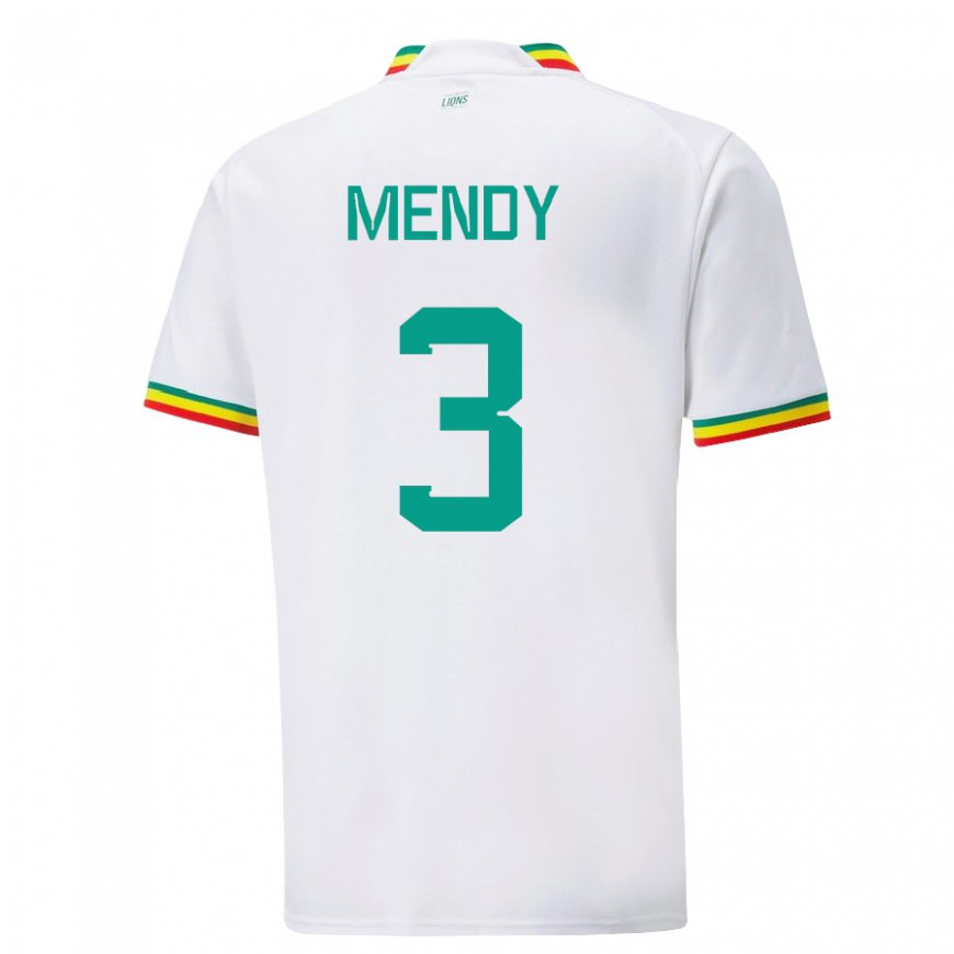 Kandiny Bambino Maglia Senegal Formose Mendy #3 Bianco Kit Gara Home 22-24 Maglietta