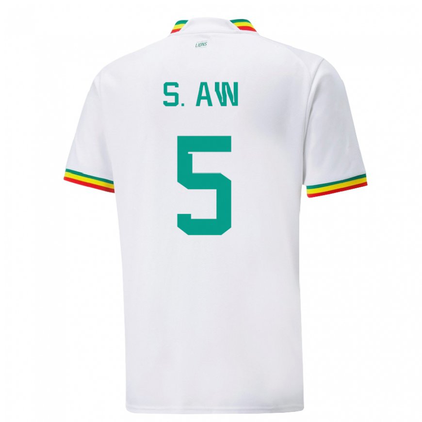 Kandiny Bambino Maglia Senegal Souleymane Aw #5 Bianco Kit Gara Home 22-24 Maglietta