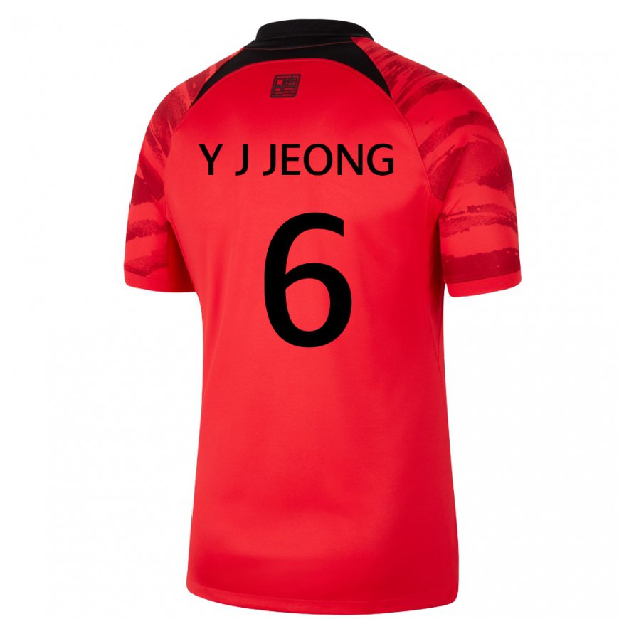 Kandiny Kinderen Zuid-koreaans Jeong Yu Jin #6 Rood Zwart Thuisshirt Thuistenue 22-24 T-shirt België