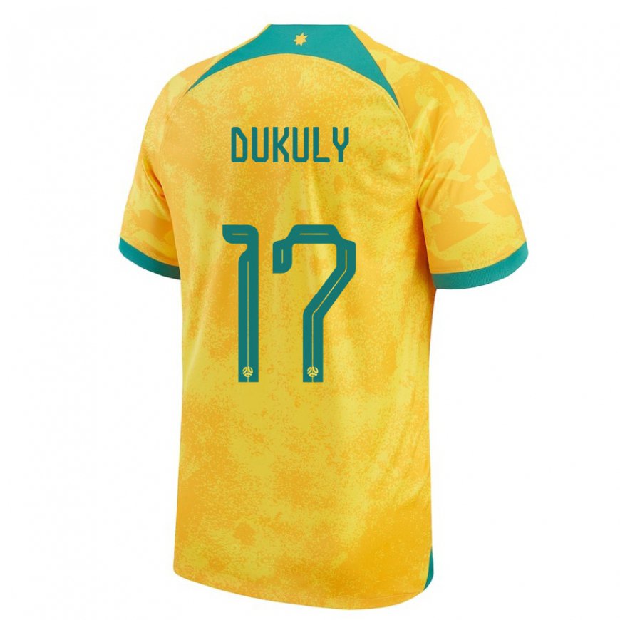 Kandiny Bambino Maglia Australia Yaya Dukuly #17 D'oro Kit Gara Home 22-24 Maglietta