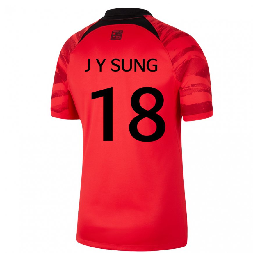 Kandiny Bambino Maglia Corea Del Sud Sung Jin Young #18 Rosso Nero Kit Gara Home 22-24 Maglietta