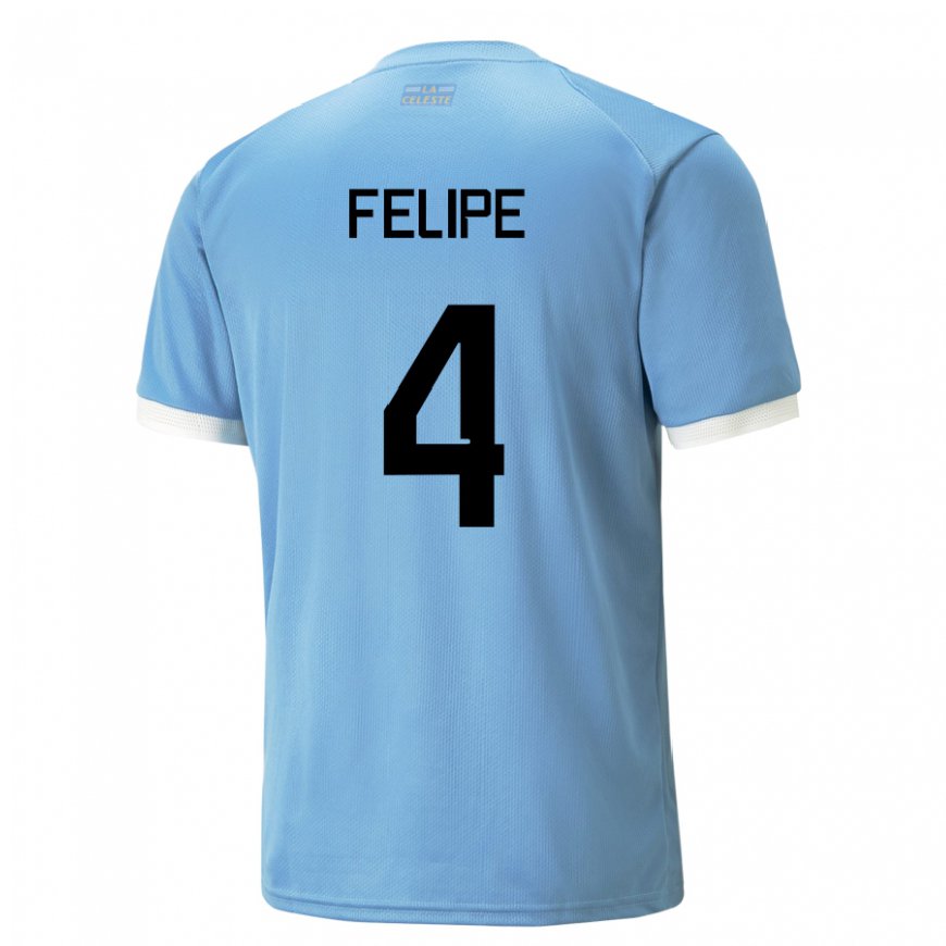 Kandiny Kinder Uruguayische Laura Felipe #4 Blau Heimtrikot Trikot 22-24 T-shirt Österreich