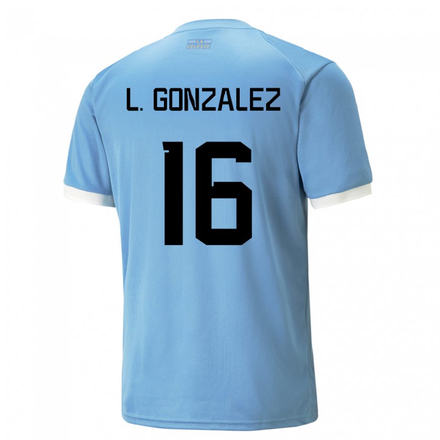 Kandiny Kinderen Uruguayaans Lorena Gonzalez #16 Blauw Thuisshirt Thuistenue 22-24 T-shirt