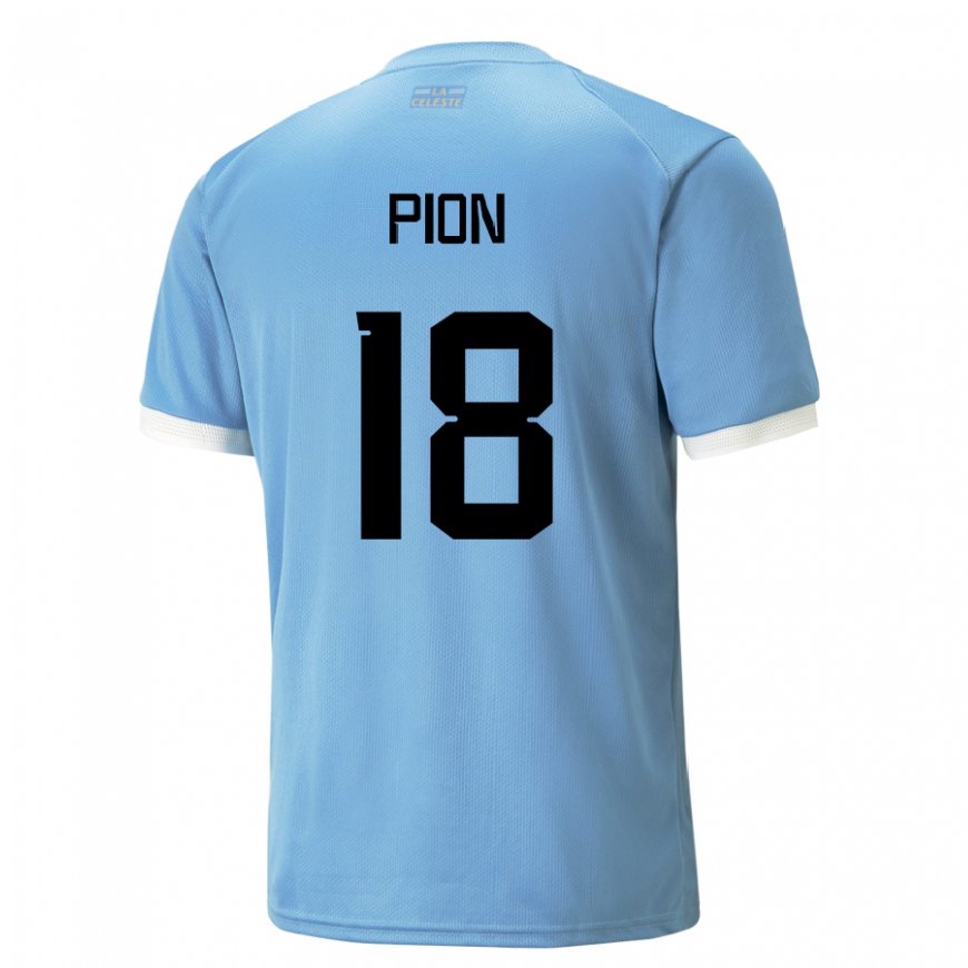 Kandiny Kinderen Uruguayaans Mariana Pion #18 Blauw Thuisshirt Thuistenue 22-24 T-shirt België