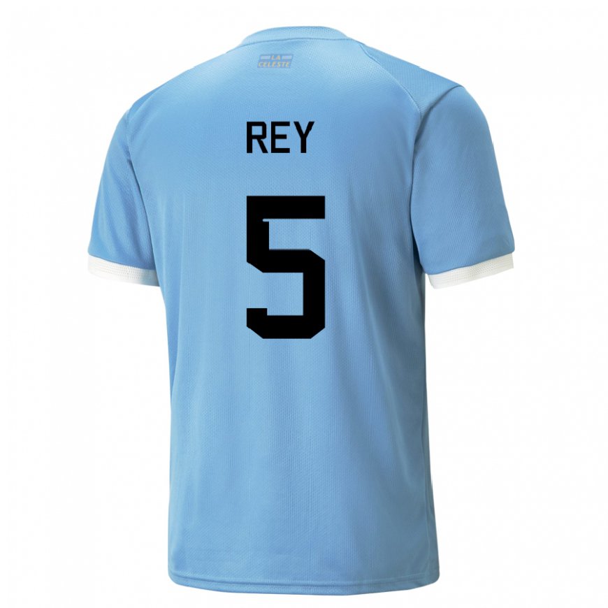 Kandiny Kinderen Uruguayaans Rodrigo Rey #5 Blauw Thuisshirt Thuistenue 22-24 T-shirt België