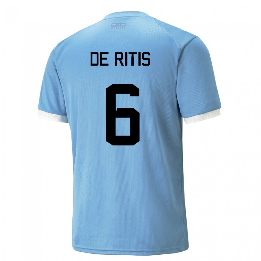 Kandiny Niño Camiseta Uruguay Mathias De Ritis #6 Azul 1ª Equipación 22-24 La Camisa