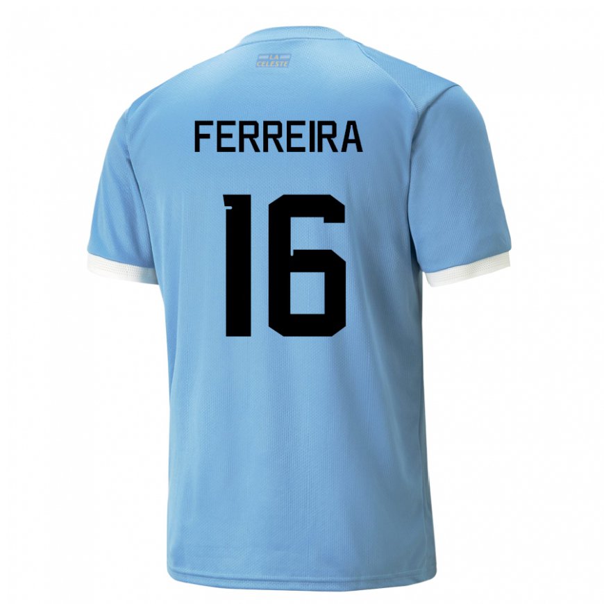 Kandiny Kinder Uruguayische Joaquin Ferreira #16 Blau Heimtrikot Trikot 22-24 T-shirt Österreich