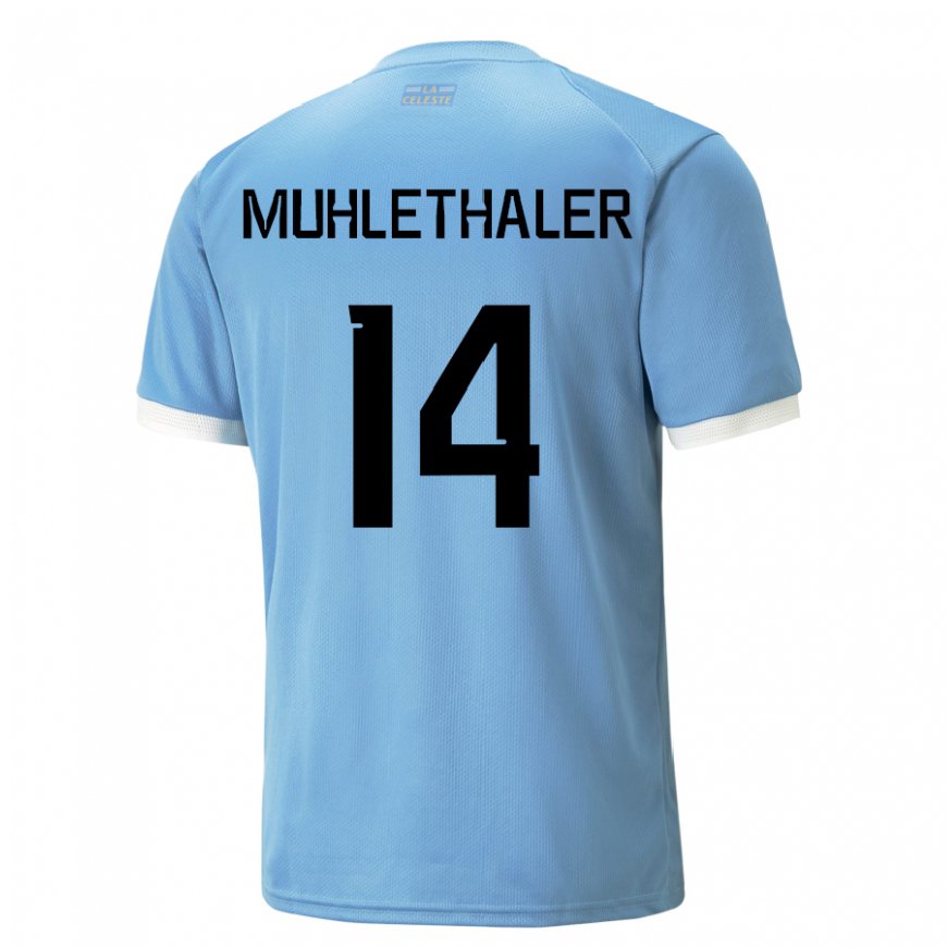 Kandiny Niño Camiseta Uruguay Stiven Muhlethaler #14 Azul 1ª Equipación 22-24 La Camisa