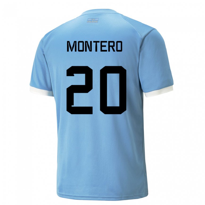 Kandiny Kinderen Uruguayaans Alfonso Montero #20 Blauw Thuisshirt Thuistenue 22-24 T-shirt