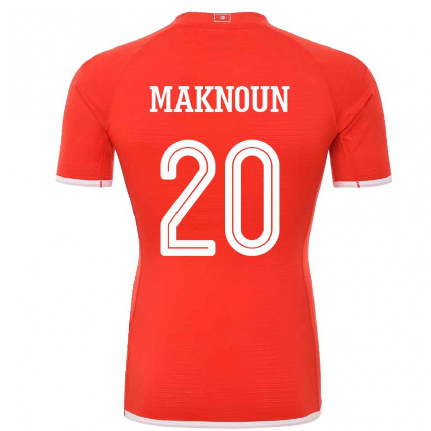 Kandiny Bambino Maglia Tunisia Leila Maknoun #20 Rosso Kit Gara Home 22-24 Maglietta