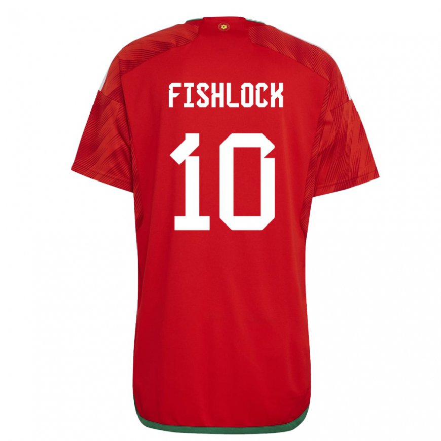 Kandiny Kinderen Welsh Jessica Fishlock #10 Rood Thuisshirt Thuistenue 22-24 T-shirt