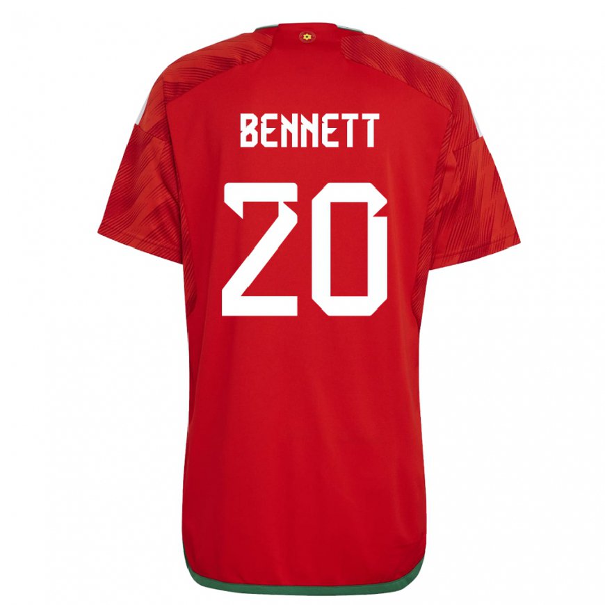 Kandiny Bambino Maglia Galles Aaron Bennett #20 Rosso Kit Gara Home 22-24 Maglietta