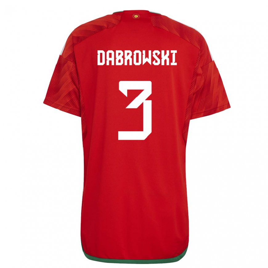 Kandiny Bambino Maglia Galles Sebastian Dabrowski #3 Rosso Kit Gara Home 22-24 Maglietta