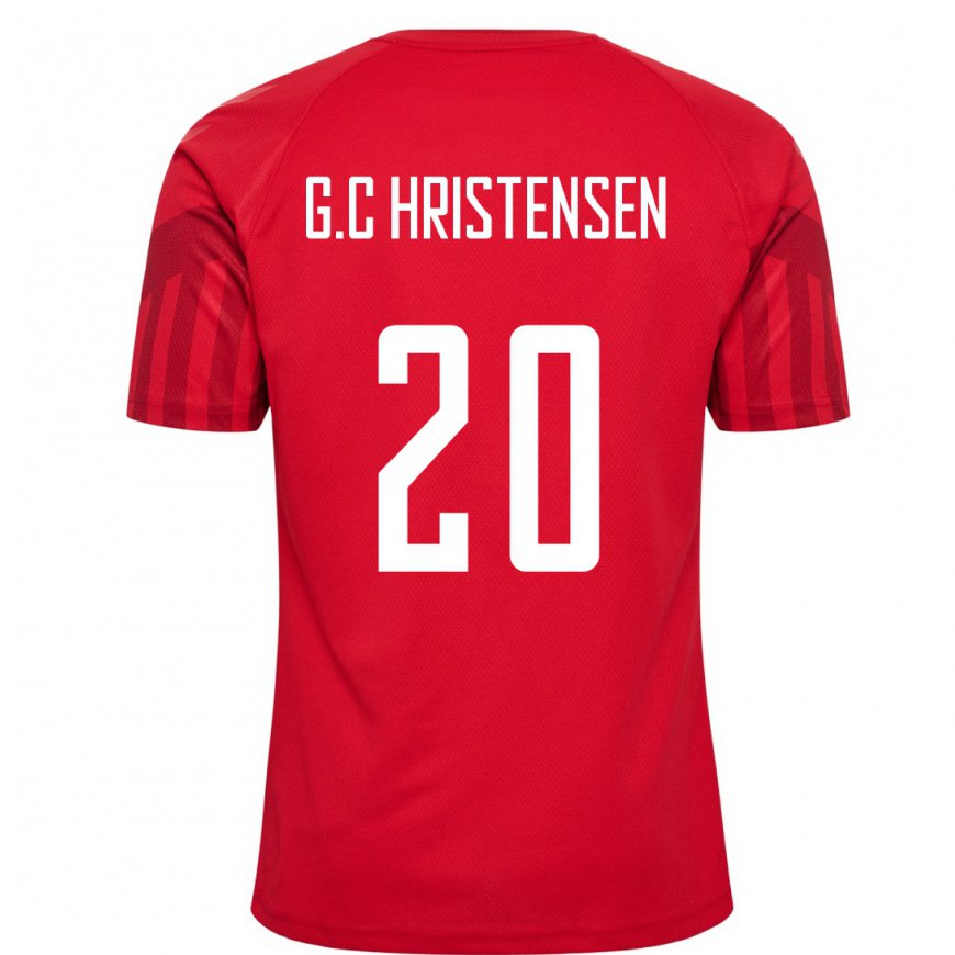 Kandiny Kinder Dänische Gustav Christensen #20 Rot Heimtrikot Trikot 22-24 T-shirt Österreich