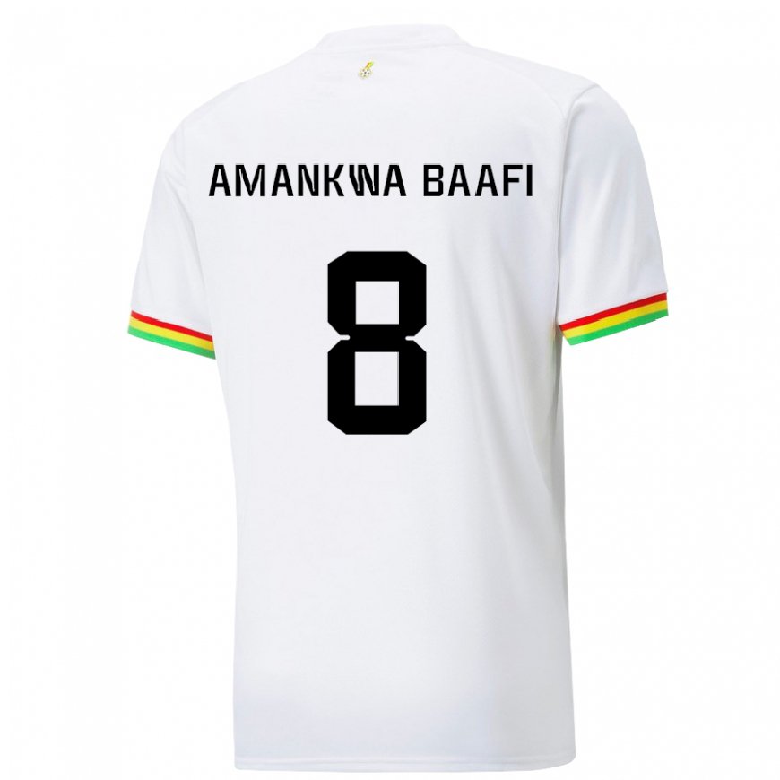 Kandiny Niño Camiseta Ghana Yaw Amankwa Baafi #8 Blanco 1ª Equipación 22-24 La Camisa