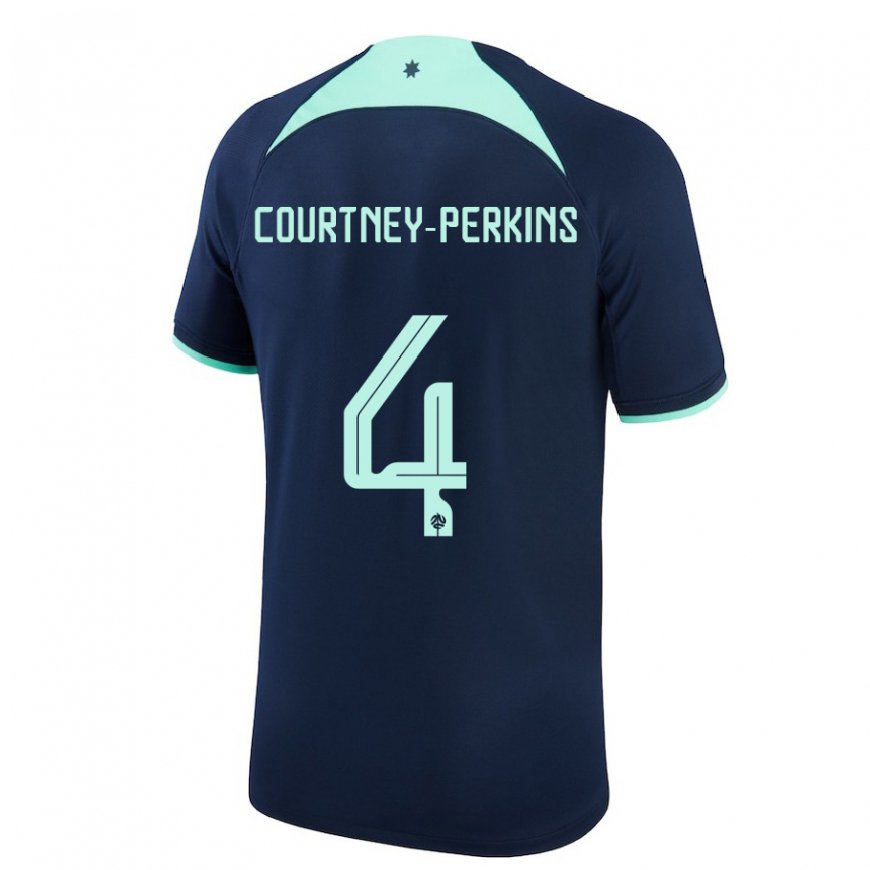 Kandiny Kinder Australische Jordan Courtney Perkins #4 Dunkelblau Auswärtstrikot Trikot 22-24 T-shirt Österreich