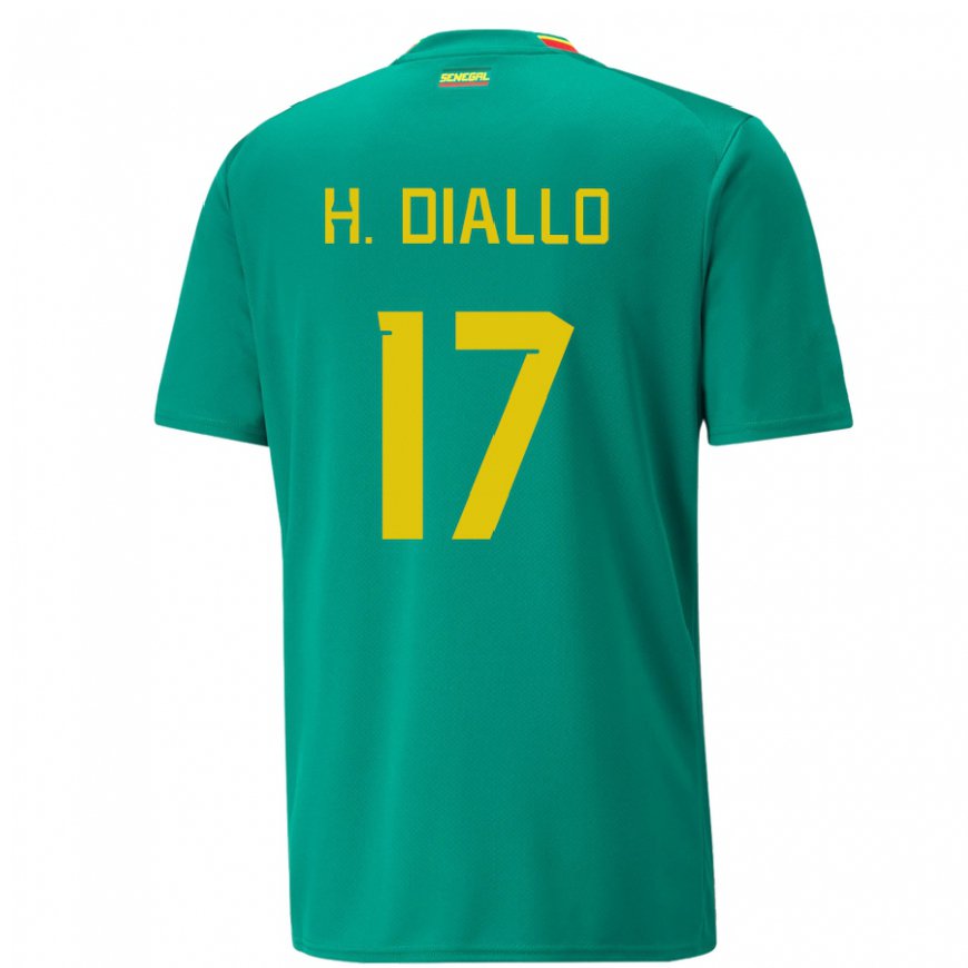 Kandiny Bambino Maglia Senegal Hapsatou Malado Diallo #17 Verde Kit Gara Away 22-24 Maglietta