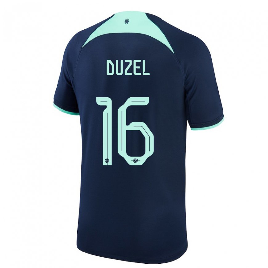 Kandiny Niño Camiseta Australia Luke Duzel #16 Azul Oscuro 2ª Equipación 22-24 La Camisa