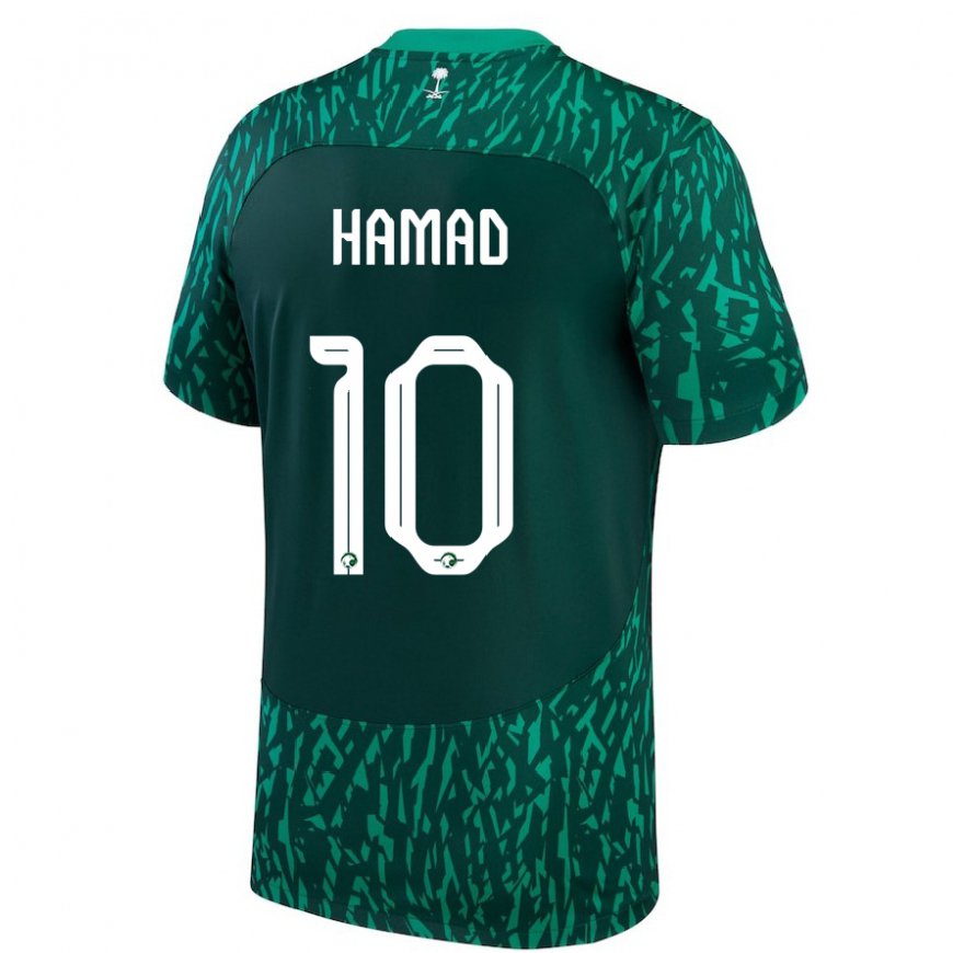 Kandiny Bambino Maglia Arabia Saudita Sarah Hamad #10 Verde Scuro Kit Gara Away 22-24 Maglietta