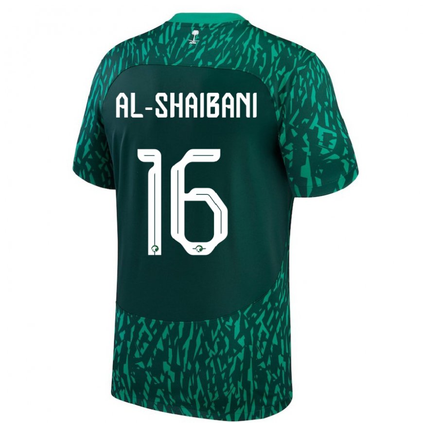 Kandiny Kinderen Saoedi-arabisch Asrar Al Shaibani #16 Donkergroen Uitshirt Uittenue 22-24 T-shirt België