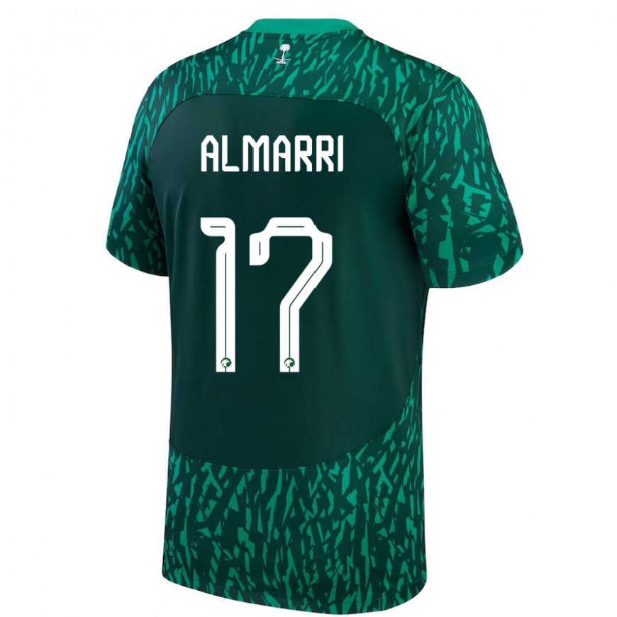 Kandiny Bambino Maglia Arabia Saudita Mohammed Almarri #17 Verde Scuro Kit Gara Away 22-24 Maglietta