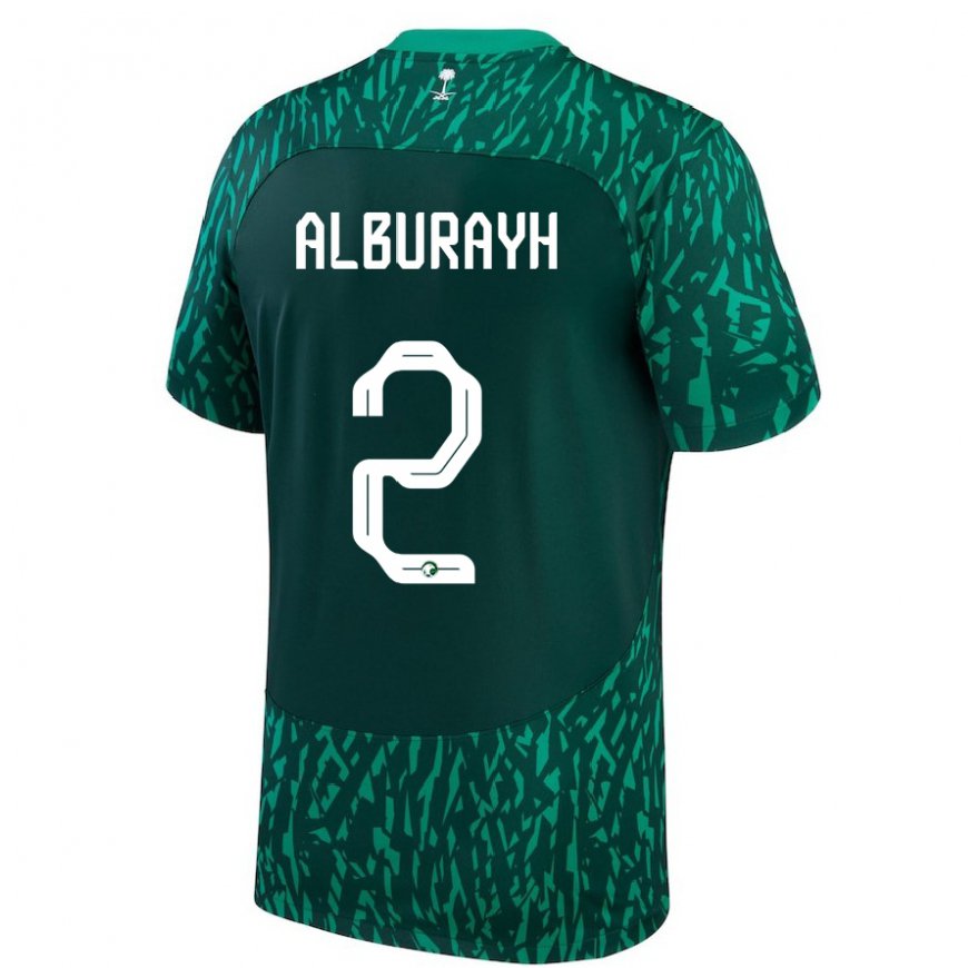 Kandiny Bambino Maglia Arabia Saudita Mahmood Alburayh #2 Verde Scuro Kit Gara Away 22-24 Maglietta