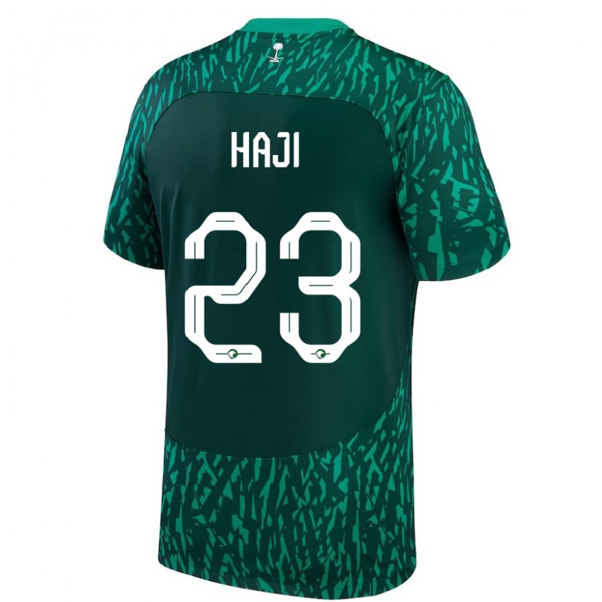 Kandiny Bambino Maglia Arabia Saudita Talal Haji #23 Verde Scuro Kit Gara Away 22-24 Maglietta