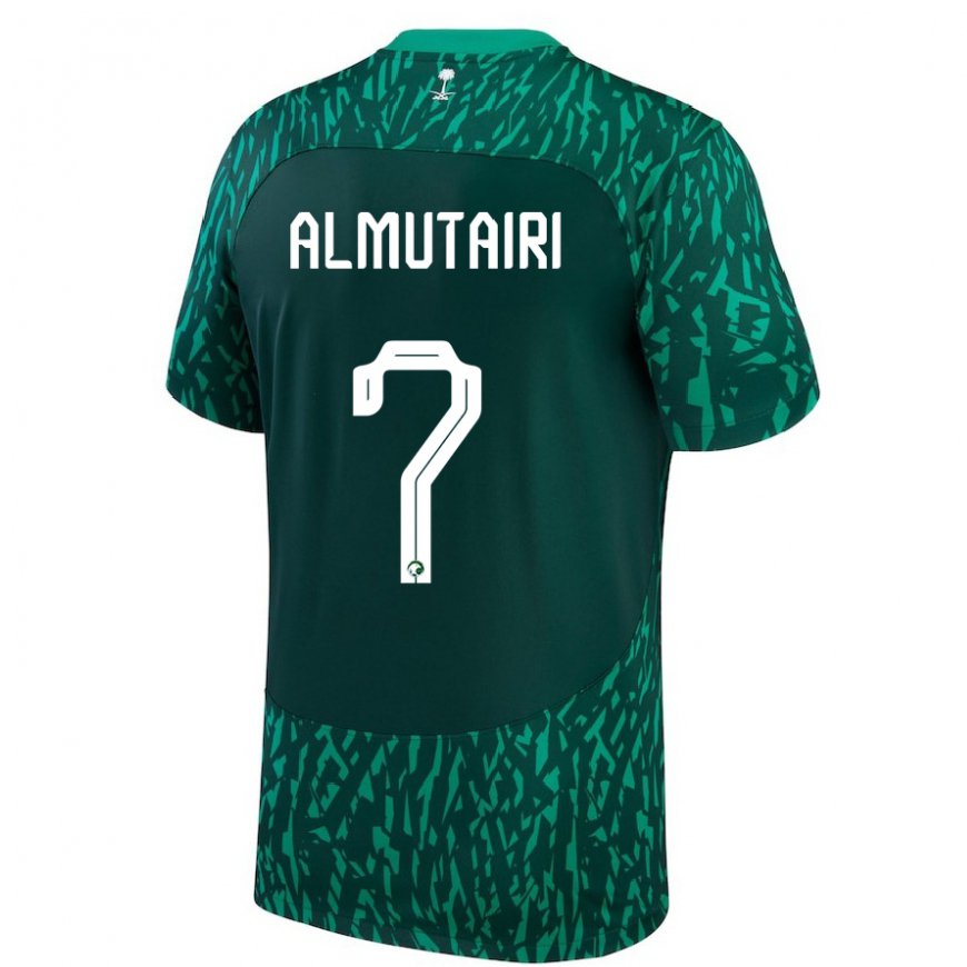 Kandiny Bambino Maglia Arabia Saudita Nawaf Almutairi #7 Verde Scuro Kit Gara Away 22-24 Maglietta