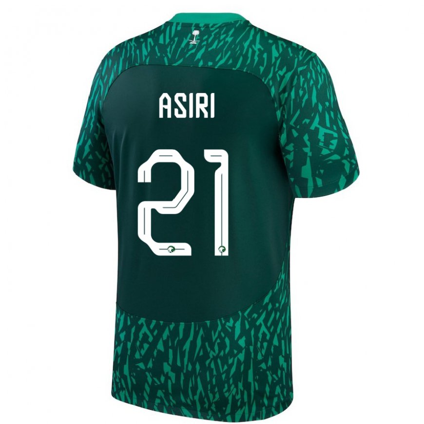 Kandiny Bambino Maglia Arabia Saudita Haitham Asiri #21 Verde Scuro Kit Gara Away 22-24 Maglietta