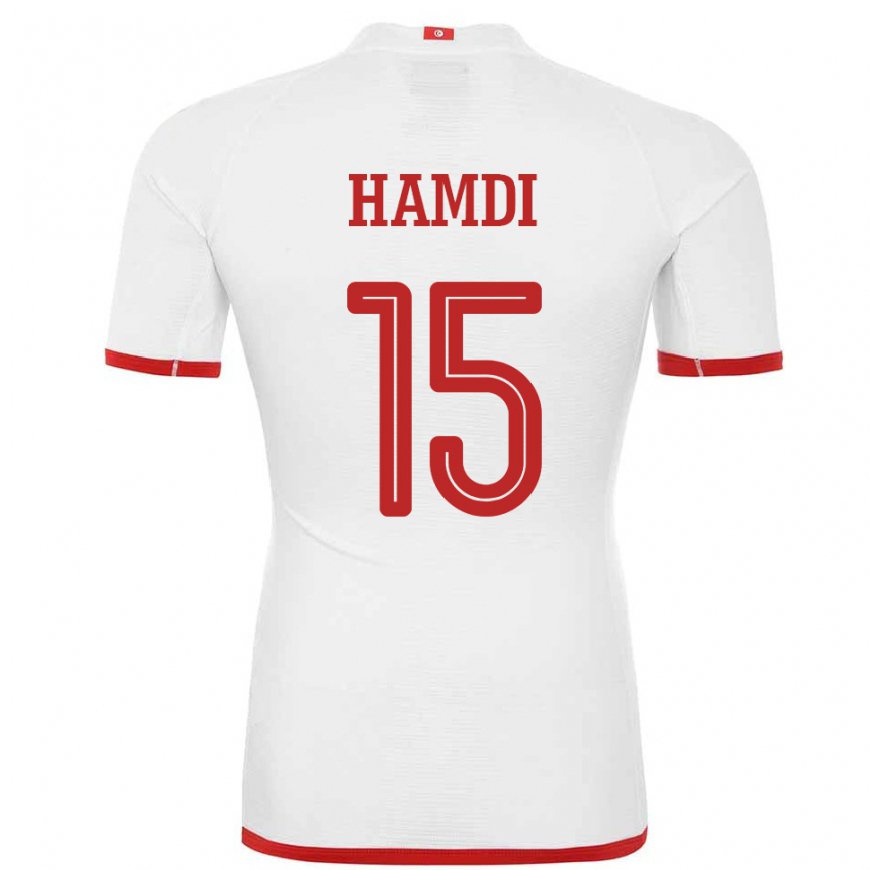 Kandiny Bambino Maglia Tunisia Hanna Hamdi #15 Bianco Kit Gara Away 22-24 Maglietta