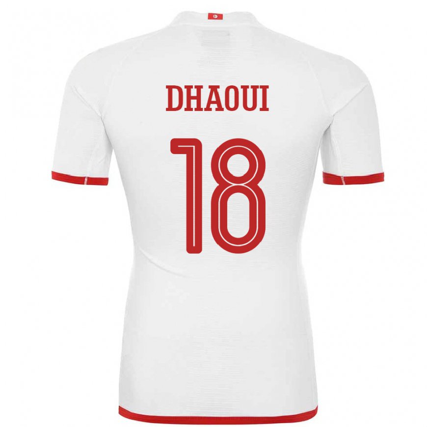 Kandiny Kinder Tunesische Mouhamed Dhaoui #18 Weiß Auswärtstrikot Trikot 22-24 T-shirt Österreich