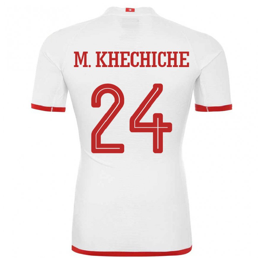 Kandiny Niño Camiseta Túnez Mohamed Amine Khechiche #24 Blanco 2ª Equipación 22-24 La Camisa México