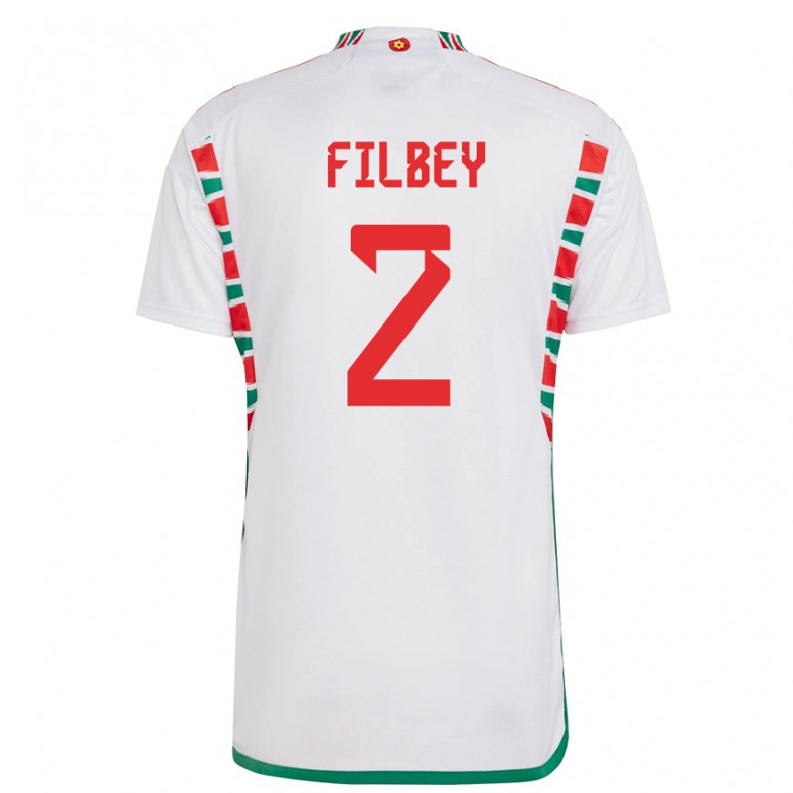 Kandiny Kinder Walisische Anna Filbey #2 Weiß Auswärtstrikot Trikot 22-24 T-shirt Österreich