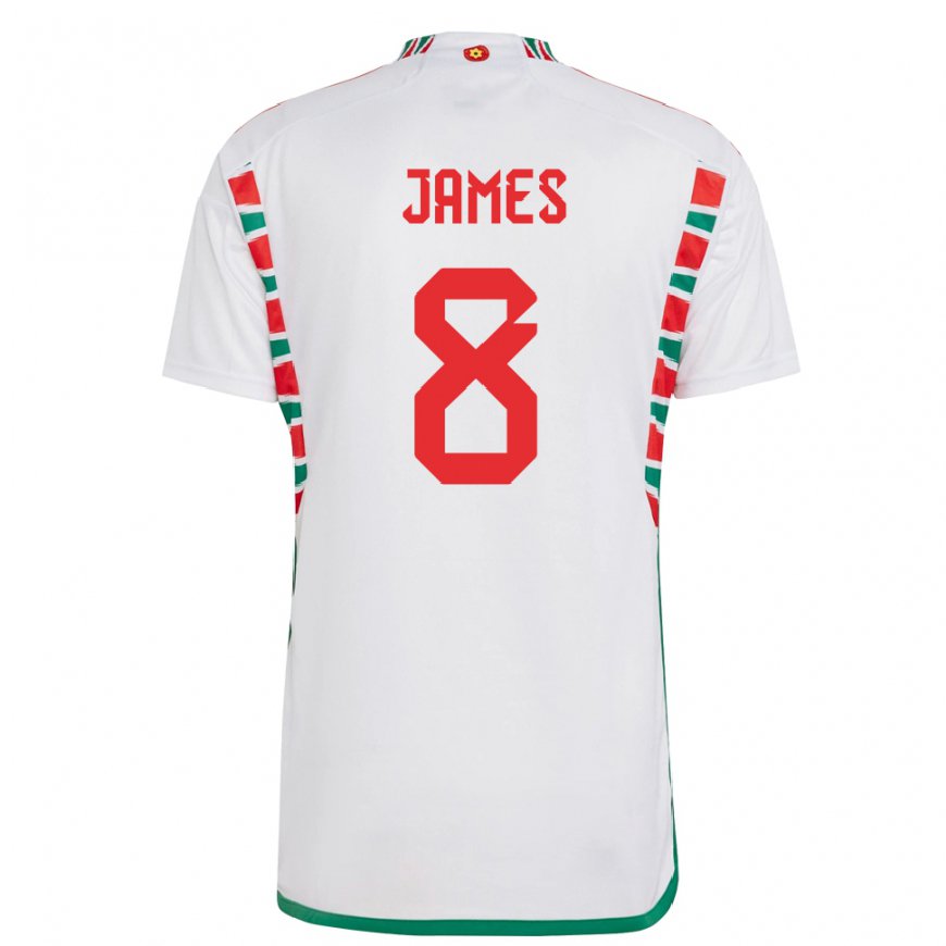 Kandiny Kinder Walisische Angharad James #8 Weiß Auswärtstrikot Trikot 22-24 T-shirt Österreich