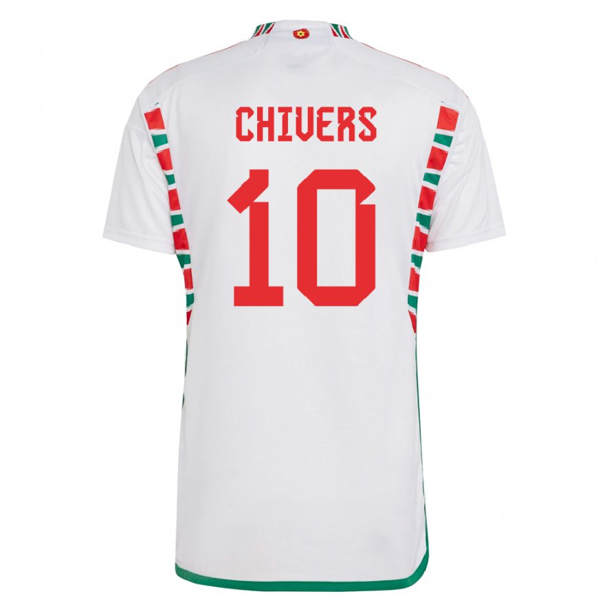 Kandiny Kinder Walisische Chloe Chivers #10 Weiß Auswärtstrikot Trikot 22-24 T-shirt Österreich