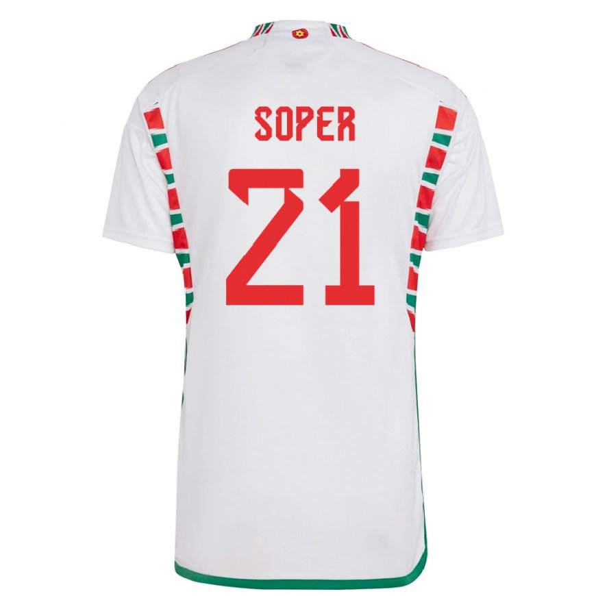 Kandiny Bambino Maglia Galles Poppy Soper #21 Bianco Kit Gara Away 22-24 Maglietta