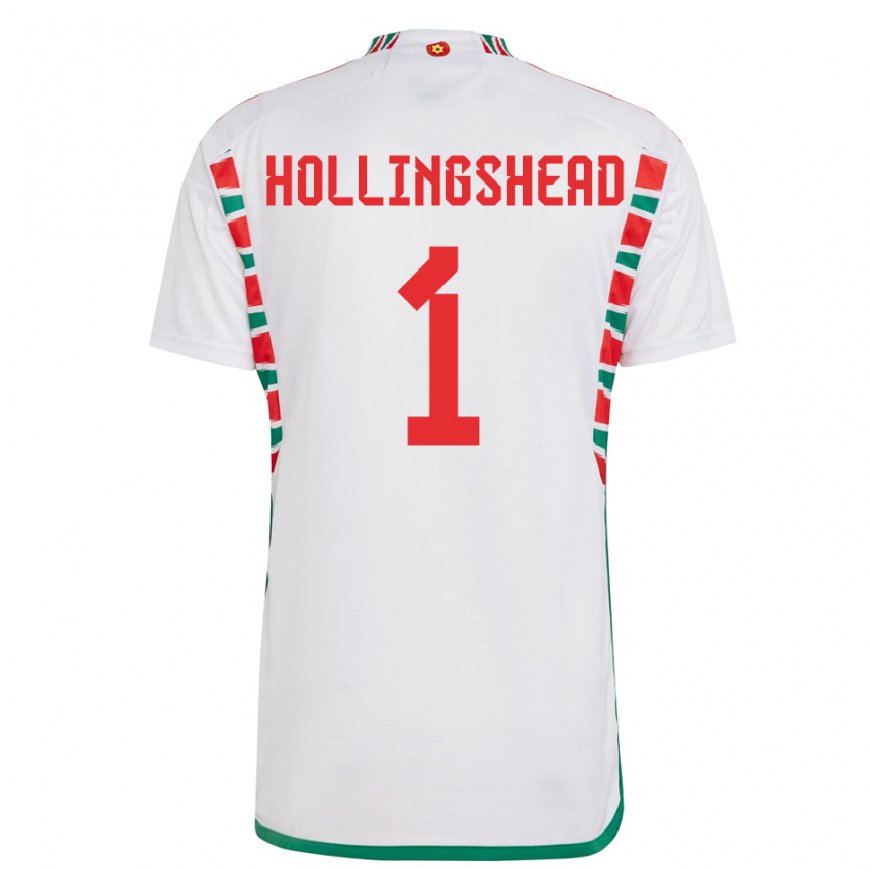 Kandiny Bambino Maglia Galles Ronnie Hollingshead #1 Bianco Kit Gara Away 22-24 Maglietta