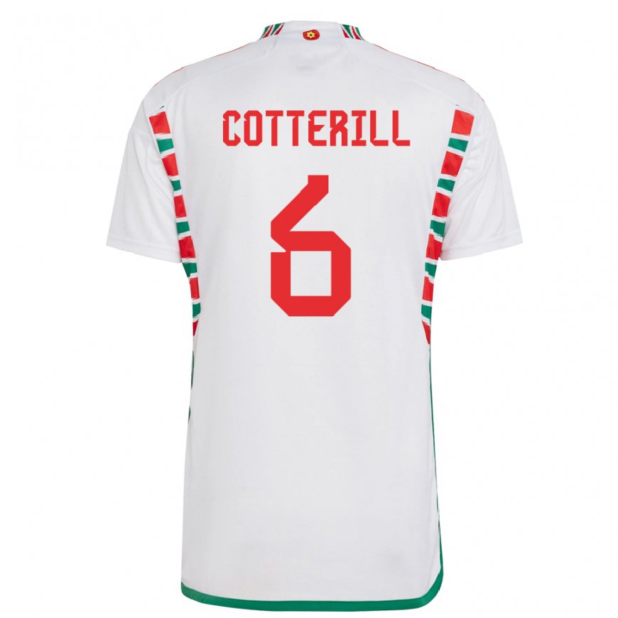 Kandiny Kinderen Welsh Joel Cotterill #6 Wit Uitshirt Uittenue 22-24 T-shirt