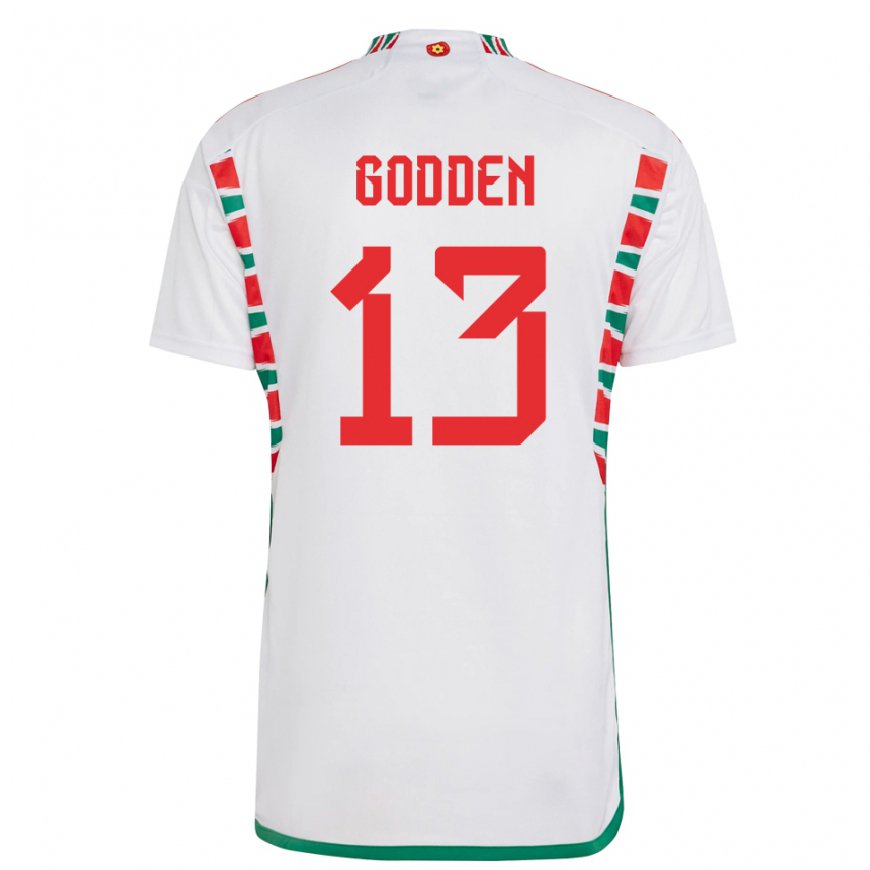 Kandiny Kinder Walisische Scott Godden #13 Weiß Auswärtstrikot Trikot 22-24 T-shirt Österreich