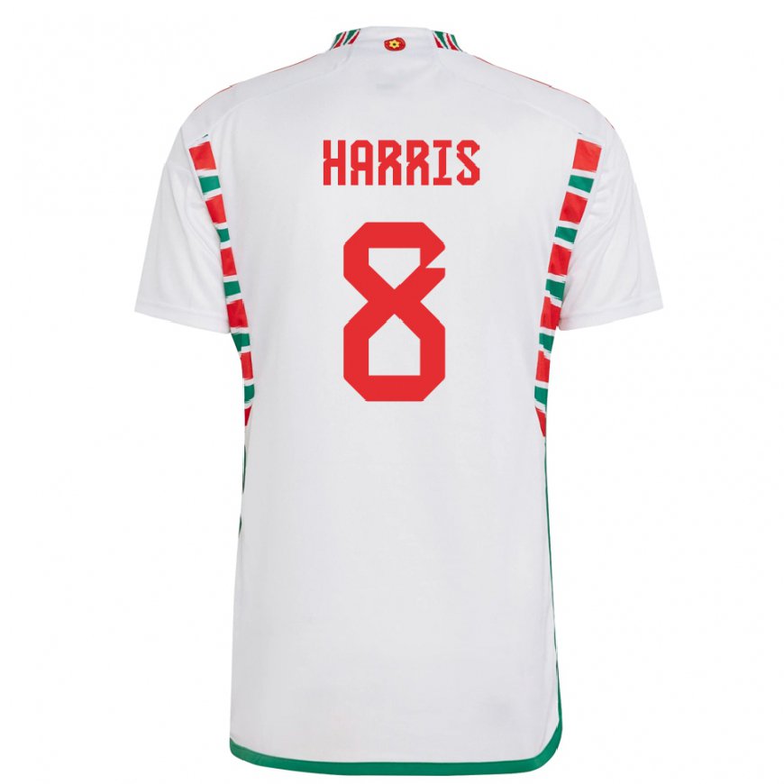 Kandiny Kinder Walisische Luke Harris #8 Weiß Auswärtstrikot Trikot 22-24 T-shirt Österreich