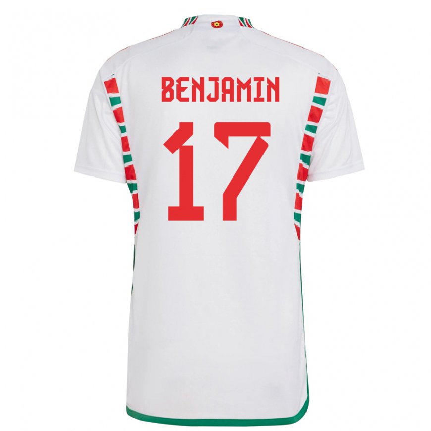 Kandiny Kinder Walisische Omari Benjamin #17 Weiß Auswärtstrikot Trikot 22-24 T-shirt Österreich